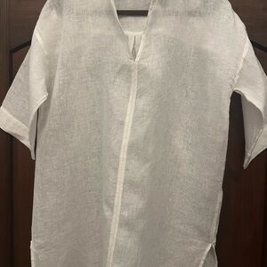 Eileen Fisher White Linen Tunic Top